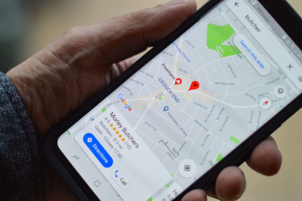 google maps business listing on a mobile phone